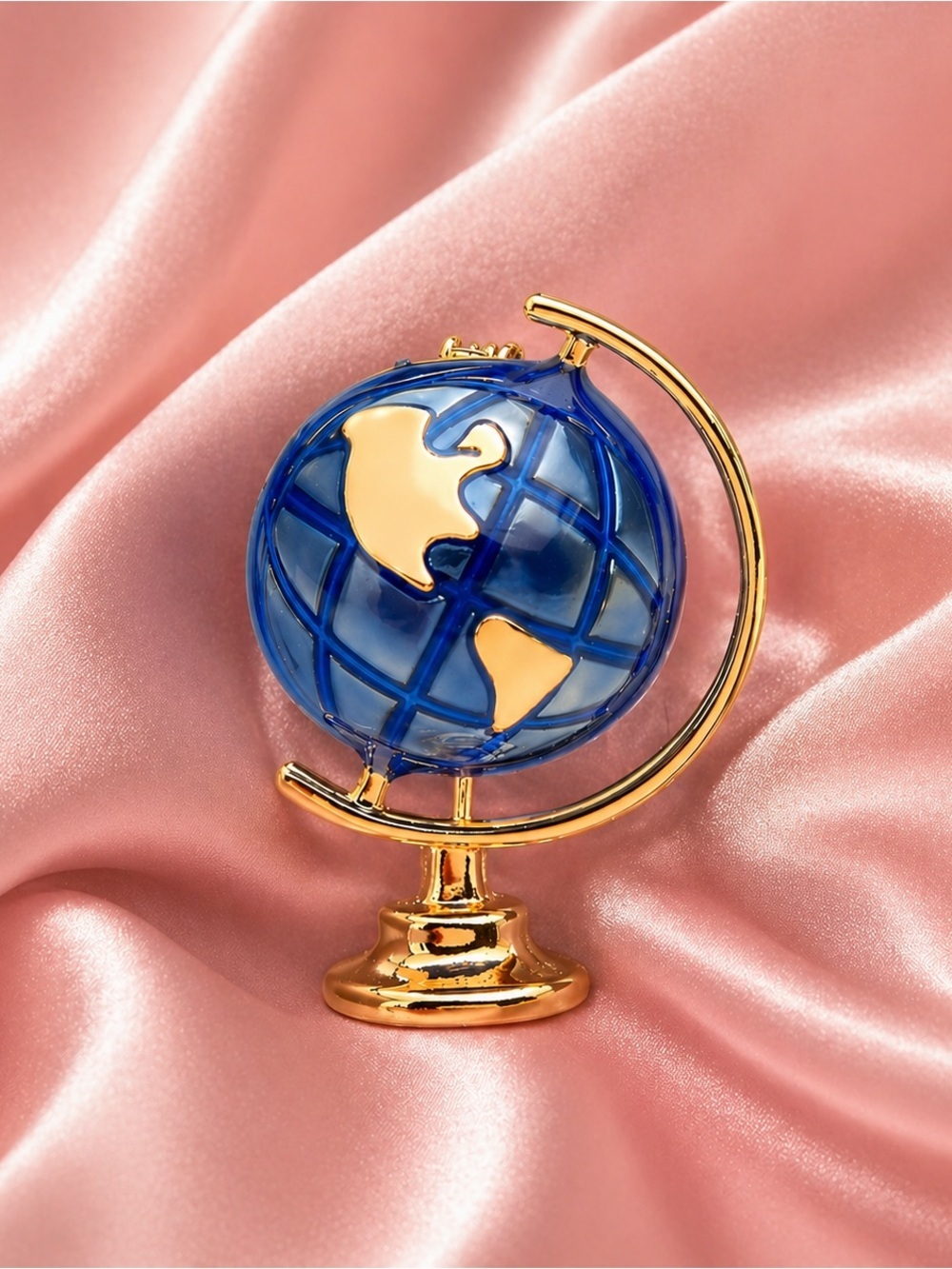 Blue Globe Gold Brooch